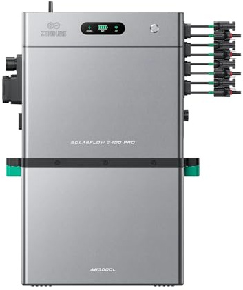 Zendure SolarFlow 2400 Pro - Batterie Solaire Intelligente 2400W AC Bidirectionnel, Entrée PV 4800W (3000W DC+1800W AC), 2.4-16.8kWh Extensible, Plug & Play, IP65 (SF 2400 Pro + 1*AB3000L)