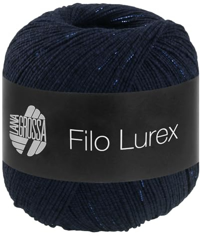 LANA GROSSA Filo Lurex | Edles, fest verzwirntes Baumwollgarn mit dezentem Lurexschimmer | Handstrickgarn aus 94% Baumwolle und 6% Polyester | 50g Wolle, Stricken & Häkeln | 145m FB 15