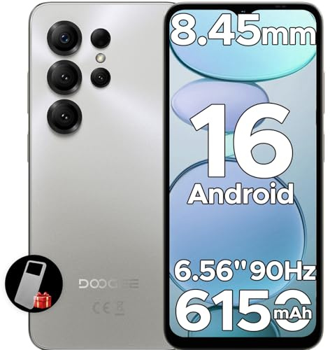 POPUX NOTE 56 X Mobile Phones, Android 16 Phone, 6150mAh, 6.56 HD+ 90Hz, 24GB + 64GB/2TB Android Phones, Octa Core, Dual SIM Unlocked Mobile Phone, Face ID, 3.5mm Jack, GPS, OTG