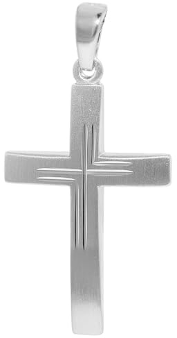 trendor Kreuz-Anhänger für Herren 925 Silber 24 x16 mm 21556 | wunderschönes Schmuckstück mit Diamantierung für Männer, eleganter Silberschmuck,