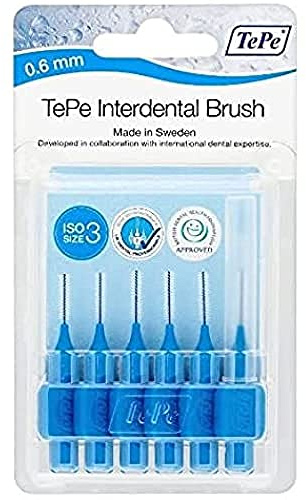 TePe Pack of 6 Blister Interdental Brushes Blue 0.6mm