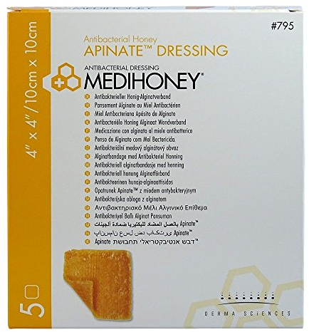 MEDIHONEY Apinate Alginatverband 10x10 cm 5 St