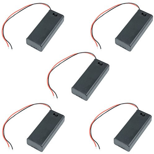 Enclosed 2 AAA Battery Holder Case Box W/ 150mm Wire Leads and Switch (Pack of 5)