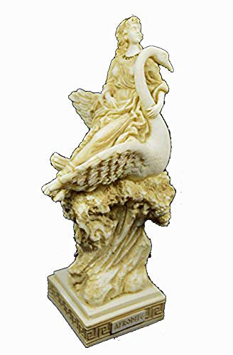 Aphrodite auf Schwan Venus-Skulptur, Göttin der Liebe, gealterte Statue