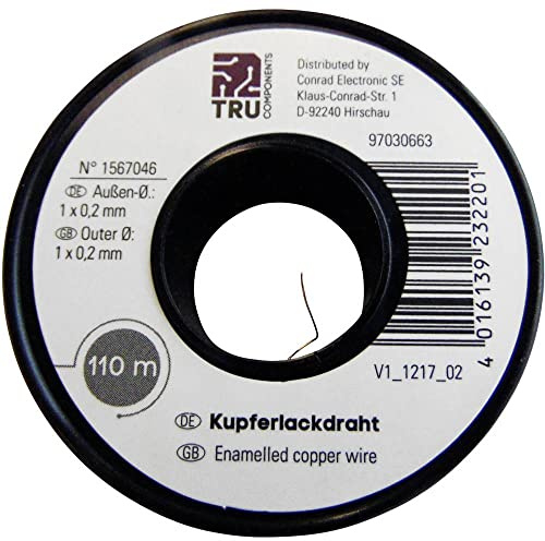 TRU COMPONENTS 2UEWF 1570224 Kupferlackdraht, Außendurchmesser mit Isolierung: 0,05 mm, 1500 m