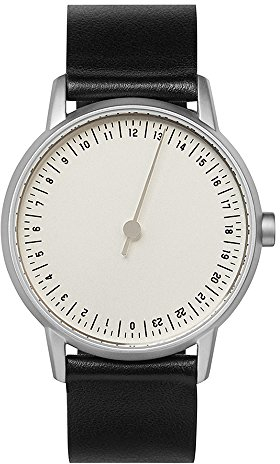 slow Round 01 - Black Leather, Silver Case, Silver Dial