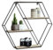 LIFA LIVING Hexagon Wandregal aus Metall & Holz mit 4 Böden, Schwarzes Schweberegal im Industrie Design, Sechseckiges Hängeregal als Wanddeko, 58 x 51 x 11 cm