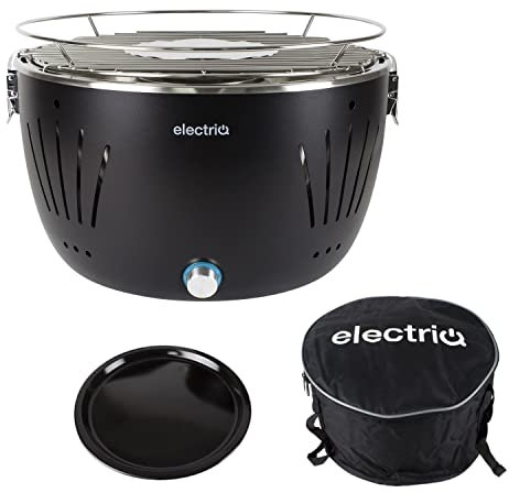 Portable Smokeless Charcoal BBQ - Lotus Style with Fan - with Bag and Pizza Pan