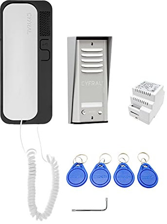 Cyfral Interphone Cosmo R 1 avec Connexion 2 Fils, Lecteur RFID intégré, kit pour Une Famille