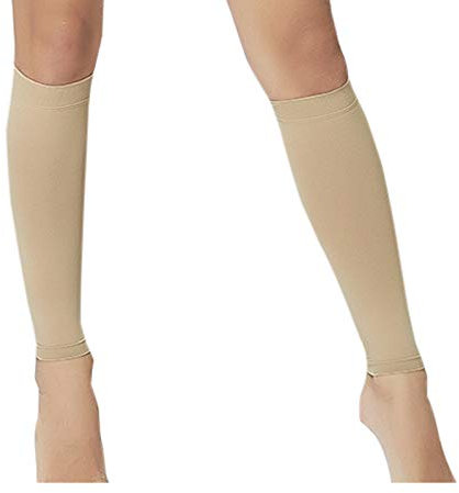 Elonglin Unisex Kompression Beinlinge Beinstulpen Abnehmen,Erholung, Sport, Linderung von Wadenschmerzen, Krampfadern 1 Paar Beige M
