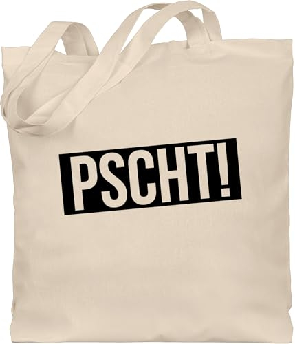 Shirtracer Baumwolltasche - Statement Taschen - Pscht! - Leise - Unisize - Naturweiß - jutebeutel lehrer statements pscht beutel tragetasche schule sprüche stoffbeutel jutetasche lehrerin baumwolle