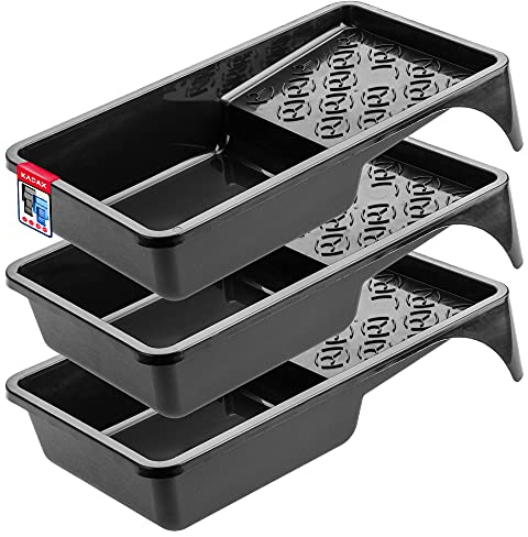KADAX Black Painting Tray, 29.5 x 15.5 cm, Plastic Paint Tray, Rectangular Paint Tray with Small Handle, Painting Accessories, Disposable Paint Tray