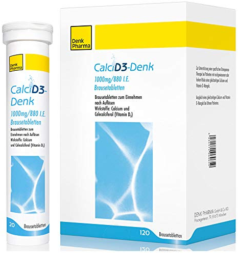 Calci D3-Denk 1000 mg/880I.E, Brausetabletten: Calcium & Vitamin D3, 1000 mg Calcium als Caliumcarbonat & 22 Mikrogramm Colecalciferol (Vitamin D3 entspr. 880 I.E.) pro Tablette, 20 Brausetabl.
