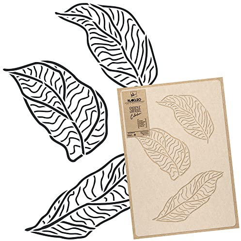 NAKLEO Pochoir pour Peinture Murale Grand Format 59x95cm, Modèle en Plastique et Réutilisable, Art Déco Tropical Feuilles Contour, DIY Bricolage Artisanat Décoration a Peindre, Bois Tissu Mueble