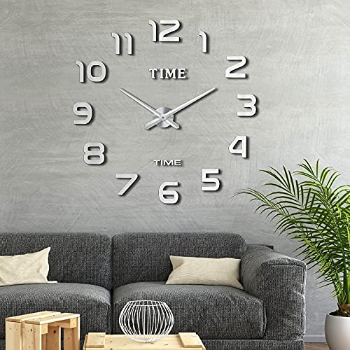 Comius Sharp Modern 3D Wanduhr Groß, DIY Rahmenlose Wanduhr Zum Aufkleben Clock, Geräuschlos Wandaufkleber Dekoration Geschenkidee für Küche Wohnzimmer Schlafzimmer Abnehmbarer (Weiß 1)