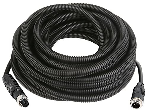 INSEETECH 4 Pin Camera Cable with Corrugation Tube Cover, 4 Pin Aviation Extension Cable, 4 Pin Video Cable for Backup Camera Rear View System RV Truck Trailer Bus Car Waterproof (10m/33ft)