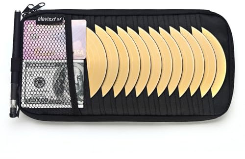 alavisxf xx Car CD Holder, DVD Vehicle Visor Storage Orangizer, Large Capacity CD Visor Case with 12 Sleeves, 1 Mesh Pocket, 1 Pen Holder, 1 Back Inner Pocket(Black)