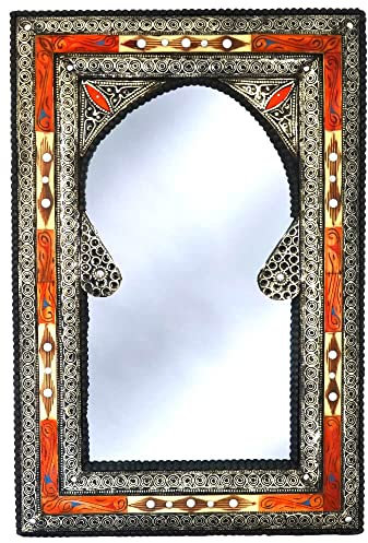 Generisch Orient Spiegel Wandspiegel, Spiegel Marokkanisch 40x60, Spiegel zum Aufhängen, Spiegel Deko, handgefertigter Vintage-Antik-Rahmen, Marokkanischer Spiegel groß, Spiegel Holz, Spiegel Wand