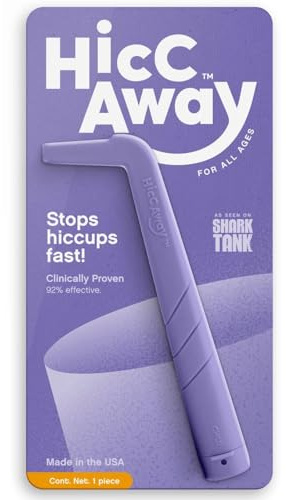 HiccAway Hicup Straw - Arrête le hoquet naturellement et rapidement - Comme vu dans Shark Tank-Soulagement cliniquement prouvé pour tous les âges, les enfants et les adultes-(HiccAway Purple) 1 paquet