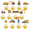 Bymivofun 24 Stück Baufahrzeug Cupcake Topper, Auto Bagger Kuchendekoration, Bagger Cake Topper, für Kinder Jungen Kinder Geburtstagsfeier Dekoration