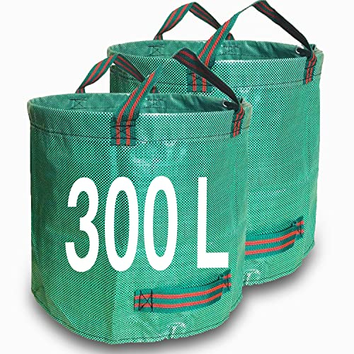Singwow Heavy Duty Garden Bags, Reusable Sacks with Handles, Ideal for Collecting Waste, Leaves (300L x 2)