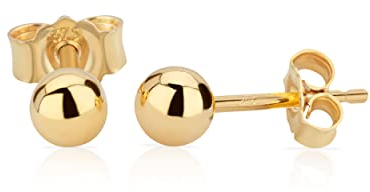 NKlaus Paar 3,0mm Kugel Ohrstecker 9 Karat 375 Gelb Gold Damen Stecker Ohrringen 9678
