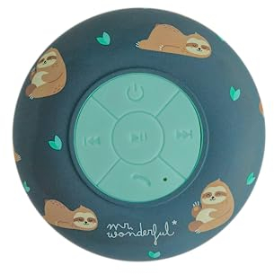 WONDEE Mr Wonderful Cassa da doccia Bluetooth con ventosa, Speaker impermeabile IPX4, altoparlante Wireless per doccia e piscina con potente audio stereo a 360°, design originale di un bradipo