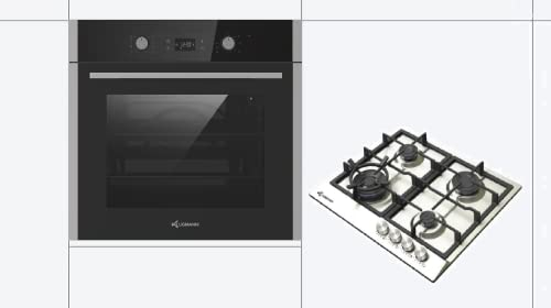 Kit de cuisinière encastrable avec four + plaque de cuisson à gaz, rallonge télescopique 1 compartiment, plaque de cuisson à gaz en acier inoxydable, brûleur Wok 4 kW, accessoire pour wok