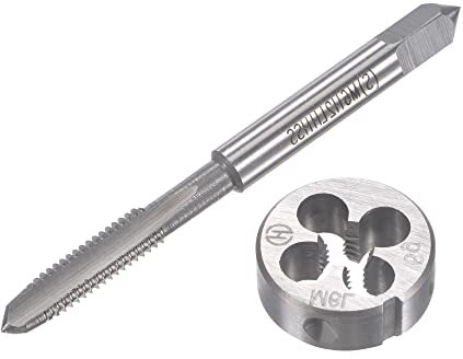 PATIKIL M6 x 1 Maschiatura & Dado Set, 1pz Vite Filo Metrico Maschiatura Sinistra Mano Macchina Alta Velocità Acciaio e 1pz Rotondo Filettatura Sinistra Mano Matrice Lega Utensile Acciaio