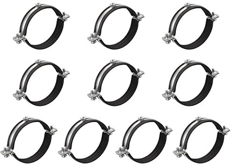 sourcing map 90mm Rigid Pipe Strap Clamps, Carbon Steel Pipe Bracket Tube Clip M8 Nut Size for Water Tube Pipe 24 Pcs