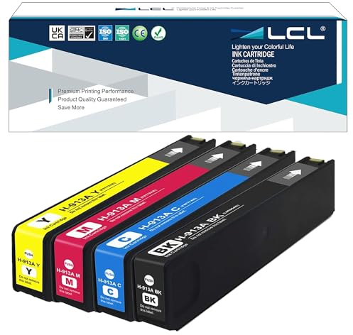 LCL Remanufactured 913A Tintenpatronen kompatibel für Hp 913A L05R95AE F6T77AE F6T79AE F6T78AE für Hp PageWide 352dw MFP 377dw Pro 452dn 452dw 452dwt 477dn 477dw 477dwt 552dw 577dw 577z (KCMY)