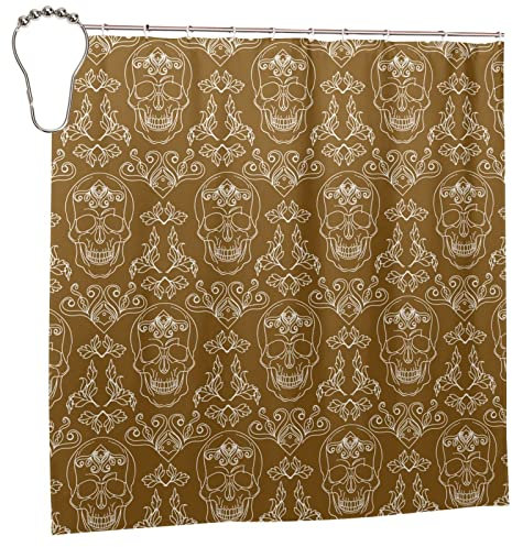 GWINDI Tenda da doccia con teschio horror (182,9 x 182,9 cm), decorazione per il bagno, tenda da doccia impermeabile con 12 ganci