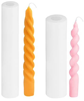 PATIKIL 2Pack 3D Taper Candle Making Mold, Spiral Taper Candle Mold Long Twisted Silicone Candle Mold for Wax Soap Craft Plaster Resin Making Home Decor