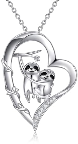 YAFEINI Faultier Halskette Sterling Silber Faultier Anhänger Halskette Faultier Schmuck Geschenke für Damen Mädchen Tier Halskette