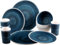 Reusable Quality Melamine Plastic Dinner Set Plates Bowls Cups 16 Piece - Blue