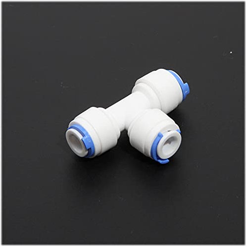 Raccordo versatile per filtro dell'acqua a T uguale da 3/8''+1/4'', connettori a innesto rapido per tubi da 1/4 e 3/8 per filtri dell'acqua RO per la produzione di ghiaccio frigoriferi tubi