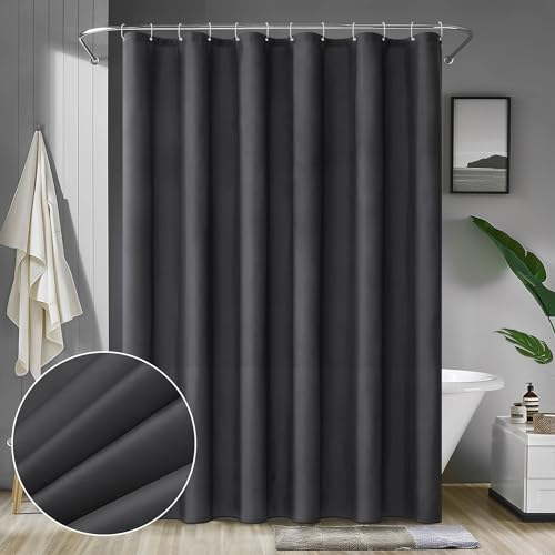 MIULEE Rideau de Douche 200 x 240cm Polyester Anti-Moisissure Déperlant pour la Baignoire Imperméable Rideaux Baignoire Lavable en Machine 14 Crochets Gris Foncé