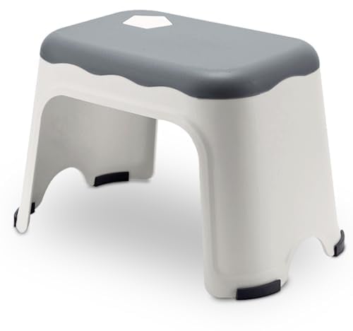 BUDDLEY Stufenhocker Grau XL, Stufenhocker Kinder, Tritthocker Küche, Tritthocker Bad, Toilette Stufe, Kind Treppe, Erwachsene Tritthocker, Küche Treppenstufe (Grau)