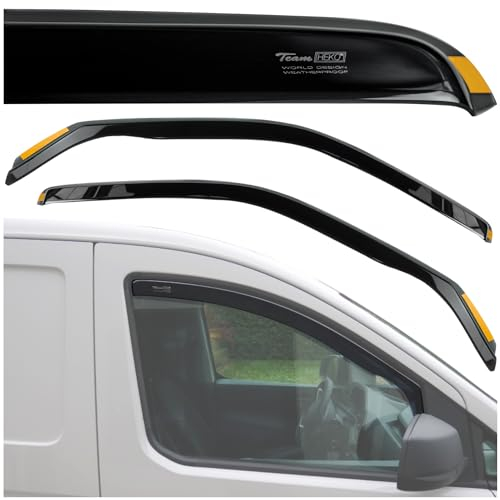 HEKO - Kompatibel mit Volkswagen VW T6.1 2019+ Seitenscheiben-Windabweiser; Vorne; 2 Stk.; Regenabweiser, Windabweiser, Getönt, Stromlinienförmig; Einfache Montage; Schutz vor Wind und Regen
