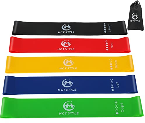 Fitnessbänder Sport Widerstandsbänder 5er Set Für Yoga Pilates Mit Trainingsanleitung Und Aufbewahrungstasche (5 Farben)