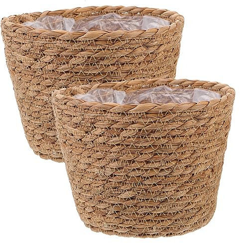 POPETPOP 2pcs Rattan Flower Basket Woven Plant Basket for Indoor Plants Flower Arrangement Supply