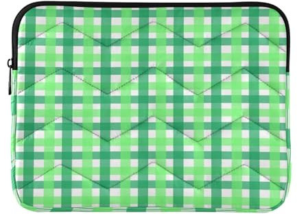 Laptop Sleeve Case 13-14 Inch Concise Computer Case Green Gingham Buffalo Plaid Tartan Check Scotland Travel Laptop Sleeve Bag for Work Journey