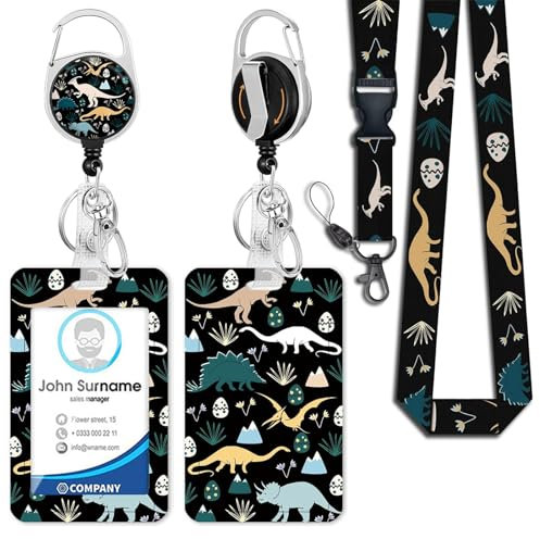 JKDHJK Ausweishülle mit Band, Kartenhalter Ausweis mit Drehbarer Karabinerverschluss, für Frauen,Männer, Lehrer, Krankenschwestern, Student,Doktor Quick Release Buckle