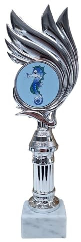 eberin – Seepferdchen-Pokal 27cm: Trophäe & Award für Schwimmabzeichen, Kinder-Schwimmprüfung erfolgreich bestehen