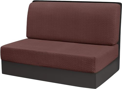 77Tkiop 1/2 Satz Camper Kissenbezüge - RV Dinette Kissenbezüge，Waschbarer Loveseat Sofa Möbelschutz, Sofa Couch Schonbezüge，Jedes Set enthält 1 Rückenlehnenbezug + 1 Sitzbankbezug (1, Tiefer Kaffee)