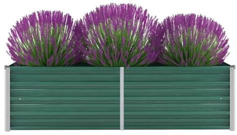 CIADAZ Garten-Hochbeet, Pflanzkübel, Kräuterbeet, Hochbeete-kit, Schneckenzaun, Pflanztrog, Pflanzgefäße, Pflanzfolie Für Hochbeet,Teichbecken, Verzinkter Stahl 160x40x45 cm Grün