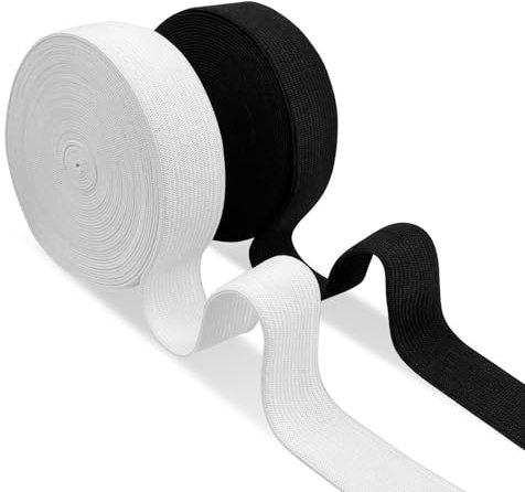Dunkwckore Gummiband Breit Nähen Zwei Bände 25mm × 10m Schwarz Weiß, Gummibänder, Hosengummi, Elastic Band, Elastisches Band, Gummizug, Gummilitze, Einfassband zum Hosenbund, Bänder Gummiband Nähen