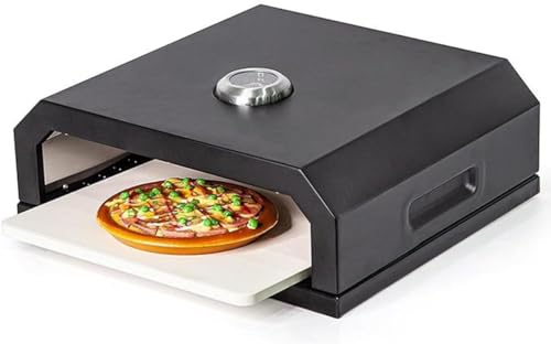 Forno a legna per pizza con termometro, barbecue all'aperto, forno per pizza portatile, per campeggio, adatto per forni a gas/elettrico/carbone