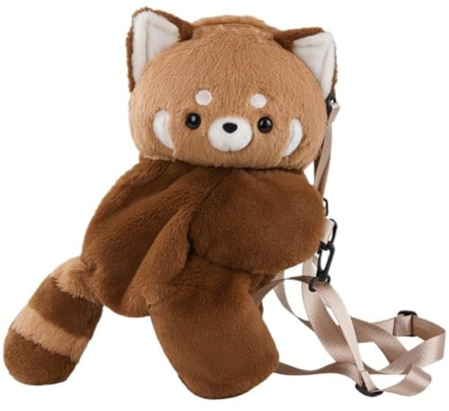 Lpitoy Niedlicher Roter Panda-Rucksack, Weicher Plüsch-Rucksack, Flauschige Tiere, Rucksack, Handtasche, Umhängetasche Für Kinder Und Panda-Liebhaber