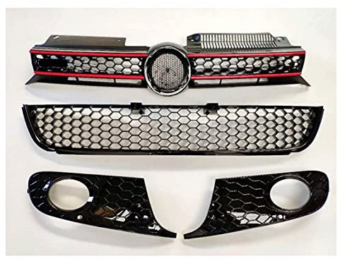 Frontale Racing Griglie Griglia Renale Per VW Per Golf 6 MK6 ABS A Nido D'ape Maglia Racing Grill Paraurti Anteriore Superiore Inferiore Griglie Griglia Fendinebbia Laterale Non Per GTI